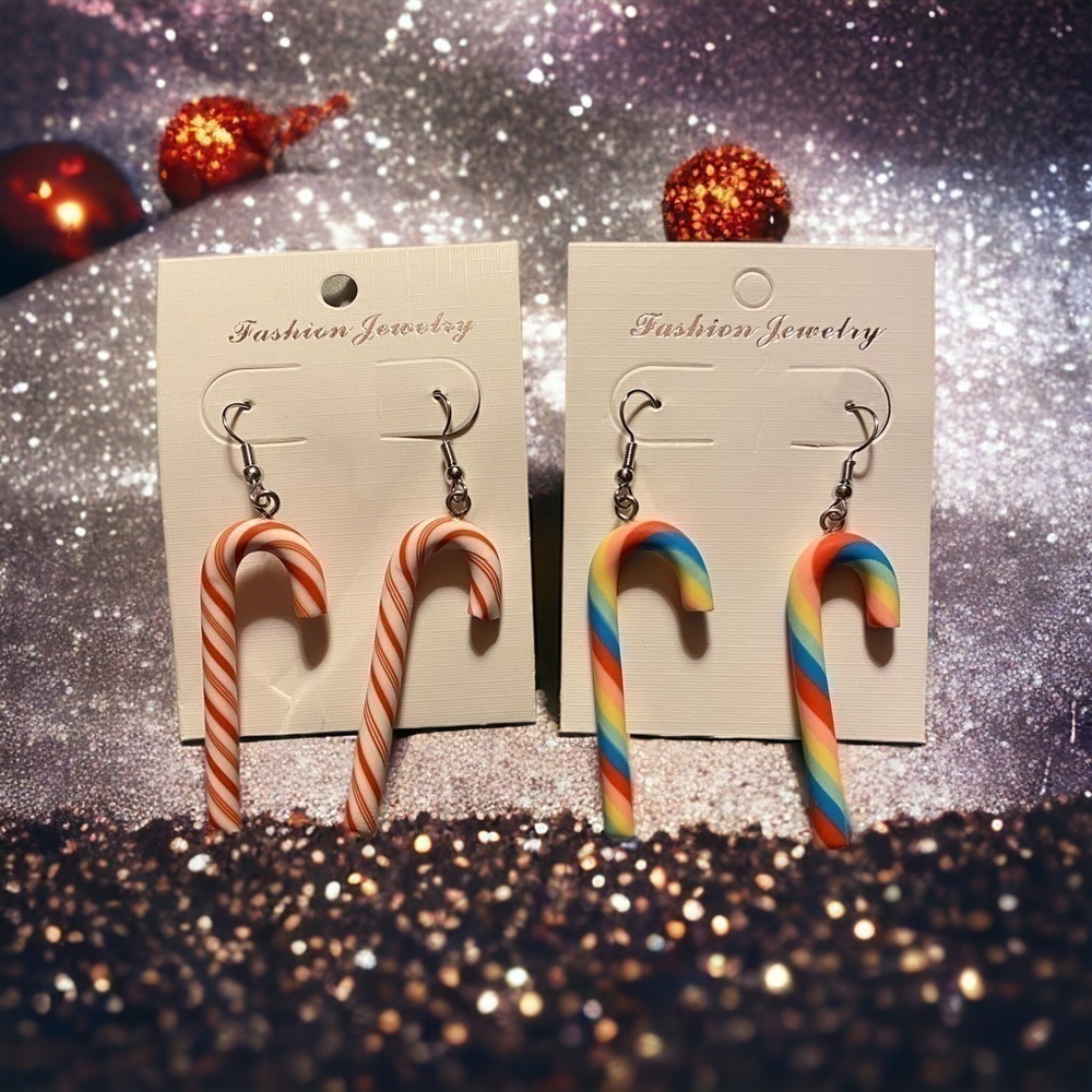 Candy Cane Dangle Earrings set of 2 pairs (new) - Picture 2 of 9